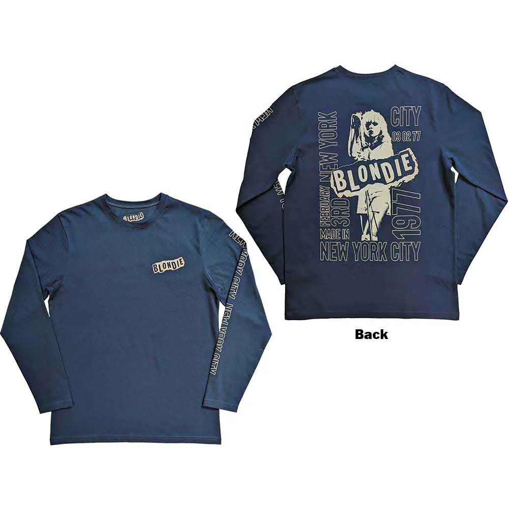 Blondie NYC '77 Denim Blue Long Sleeve Medium T-Shirt - Image 3